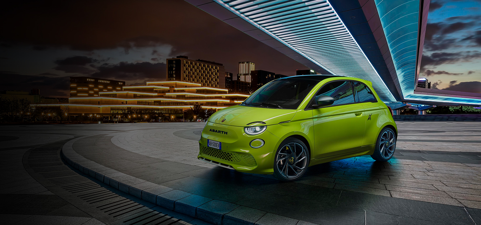 Abbildung Model Abarth 500e Limousine - mit KI generiert/bearbeitet