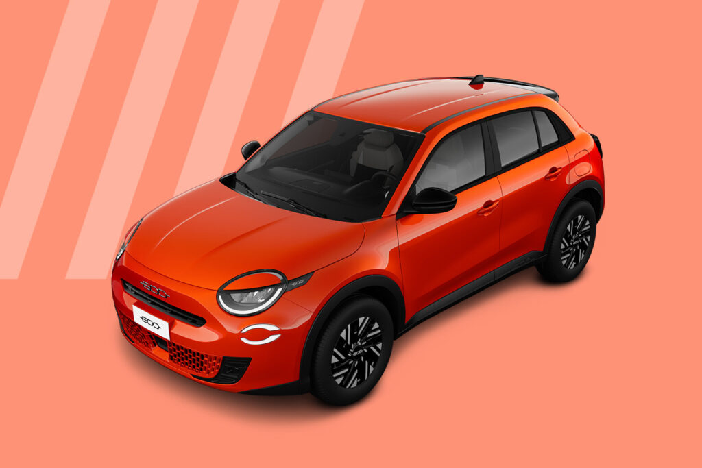 fiat 600 sole orange metallic front seitlich aufsicht