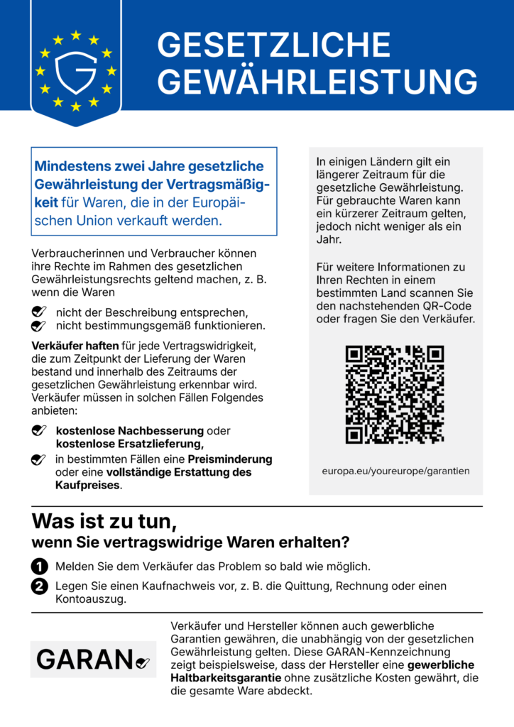 Ein Dokument mit Inhalten zur gesetzlichen Gewährleistung