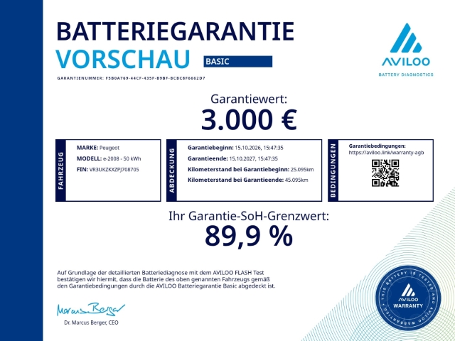 Fahrzeugabbildung Peugeot e-2008 Active Pack LED Klimaautom DAB SHZ Keyless Spurhalteass. Verkehrszeichenerk. - mit KI generiert/bearbeitet