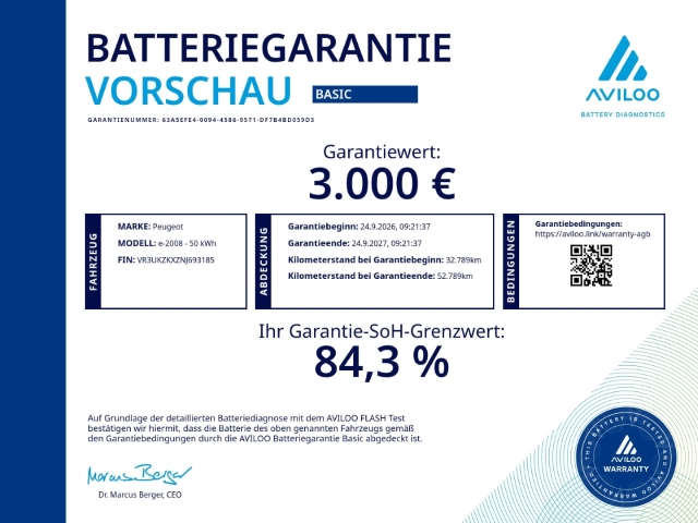Fahrzeugabbildung Peugeot e-2008 Allure Navi Digitales Cockpit LED Apple CarPlay Android Auto Fahrerprofil - mit KI generiert/bearbeitet